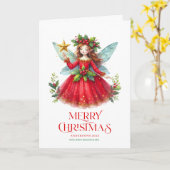 Carte Festif Fée de Noël Personnalisable Photo (Fleur jaune)