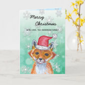 Carte Festif hiver Fox Joyeux Noël (Fleur jaune)