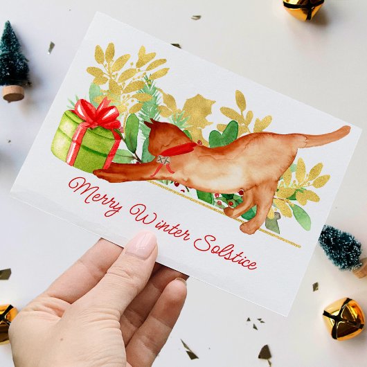 Carte Festif Kitty Chat Hiver Solstice Pagan Holiday