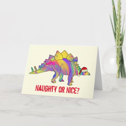 Carte Festif Stegosaurus Funny Père Noël Dinosaur Slogan (Devant)