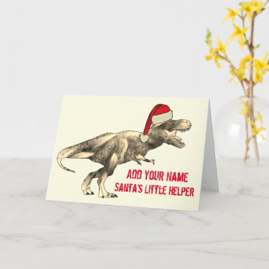 Carte Festif T Rex Drôle Dinosaure de Noël Ironie Citati (Fleur jaune)