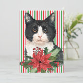 Carte Festif Watercolor Chat Holiday (Debout devant)