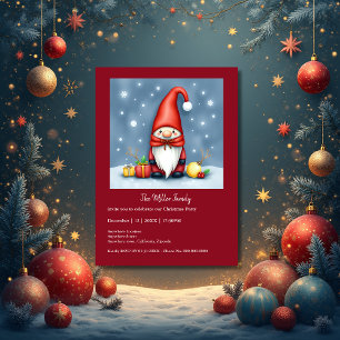 Carte Festin de Noël cosy gnome en déguisement