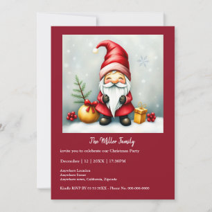 Carte Festin de Noël cosy gnome en déguisement