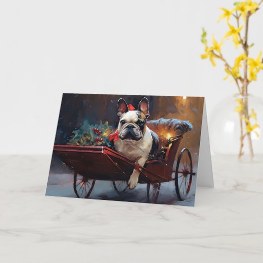 Carte Festin de Noël de Bulldog en France (Fleur jaune)