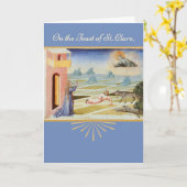 Carte Festin de St Clare d'Assisi, bleu (Fleur jaune)