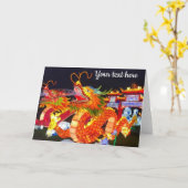 Carte Festival de lumières du dragon lanterne chinois (Fleur jaune)