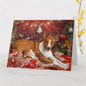 Carte Festival de Noël de Chien Basenji (Fleur jaune)