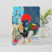 Carte Festivals de Noël avec le coq portugais (Debout devant)