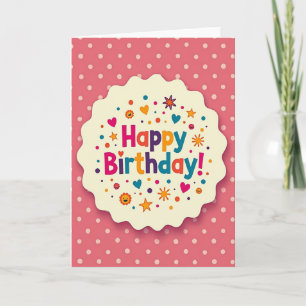 Carte festive à pois roses