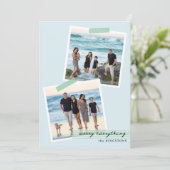 Carte festive à ruban rayé - V1 - Photo de vacance (Debout devant)