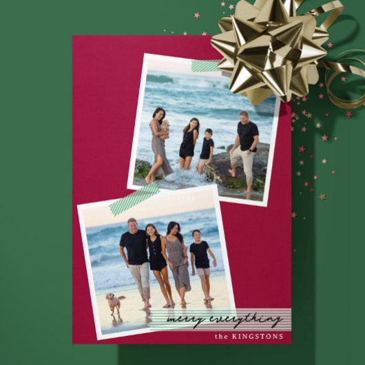 Carte festive à ruban rayé - V2 - Photo de vacance