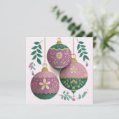 Carte Festive and elegant Christmas Baubles Greeting (Debout devant)
