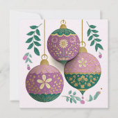 Carte Festive and elegant Christmas Baubles Greeting (Devant)