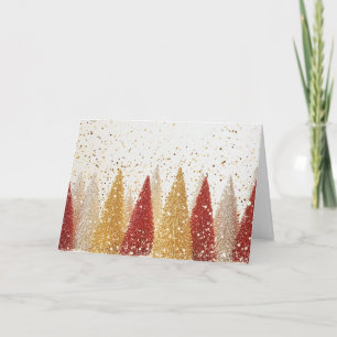 Carte Festive Arbres rouges et argentés avec des flocons