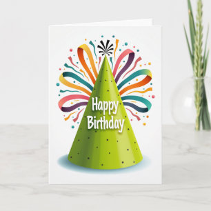 Carte festive avec chapeau vert éclaté