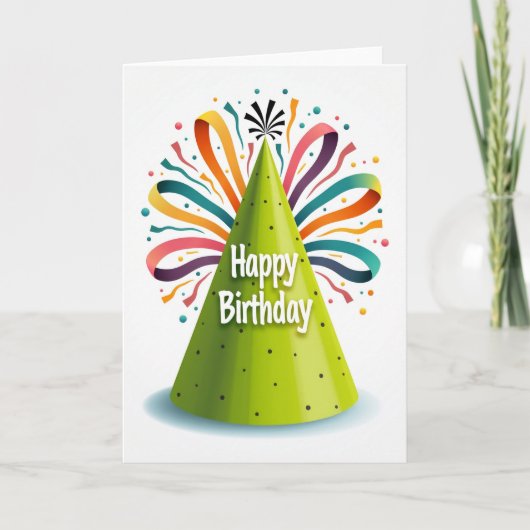Carte festive avec chapeau vert éclaté (Devant)