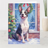 Carte Festive Boston Terrier Christmas Art (Devant)