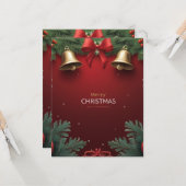 Carte Festive Christmas Bells and Ornaments design (Devant/Arrière en situation)