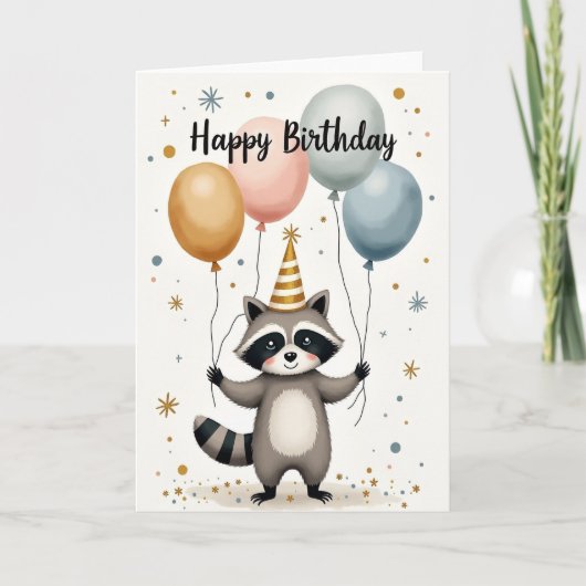 Carte festive de ballon de forêt (Devant)