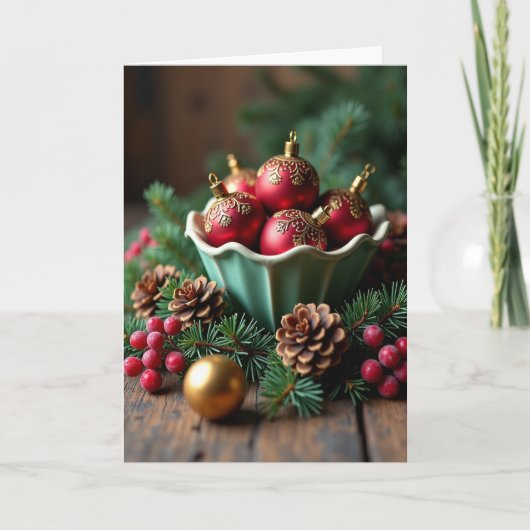 Carte festive de bol sarcelle (Devant)