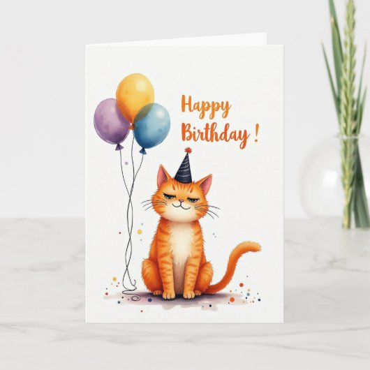 Carte festive de chat roux (Devant)