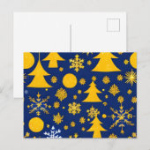 Carte festive de flocons de neige et d'arbres doré (Devant / Derrière)