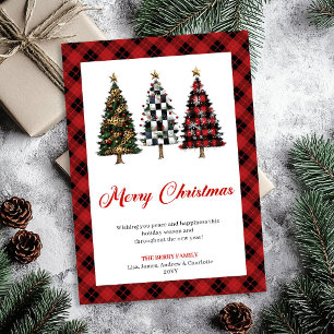 Carte festive de Noël à motif écossais buffle ludi
