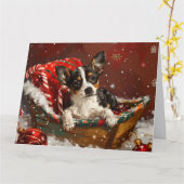 Carte Festive de Noël de chien de Rat Terrier (Fleur jaune)
