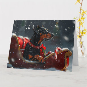 Carte Festive de Noël de chien Doberman