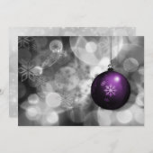 carte festive de Noël violet argent (Devant / Derrière)
