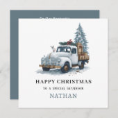 Carte Festive De Vacances De Camion De Noël Pour G (Devant / Derrière)