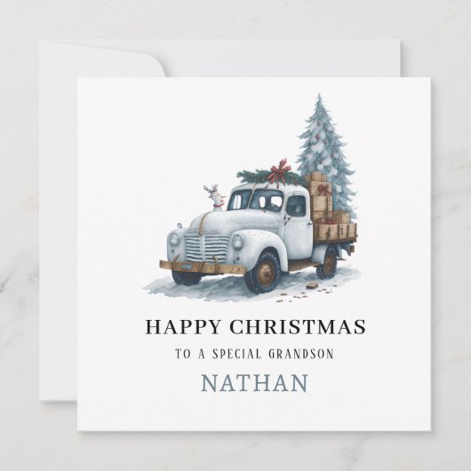 Carte Festive De Vacances De Camion De Noël Pour G (Devant)