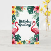 Carte festive d'oiseau tropical (Fleur jaune)