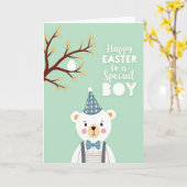 Carte festive d'ours de printemps (Fleur jaune)