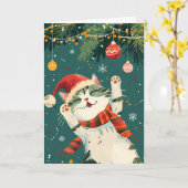 Carte Festive Feline (Fleur jaune)