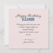 CARTE FESTIVE & FEMININE ROSE FLORALE ANNIVERSAIRE (Dos)