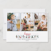 Carte Festive Foliage Joyeux Fêtes Floral 3-Photo (Devant)