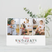 Carte Festive Foliage Joyeux Fêtes Floral 3-Photo (Debout devant)