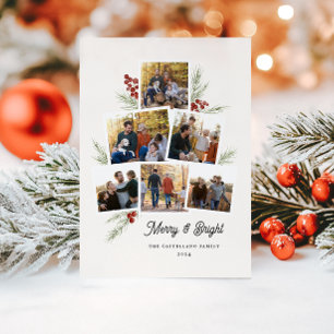 Carte Festive Foliage Photo Arbre Cadre Plat Holid