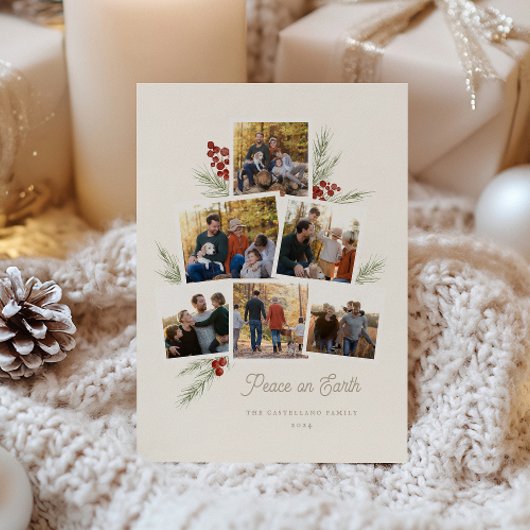 Carte Festive Foliage Photo Arbre Cadre Plat Holid