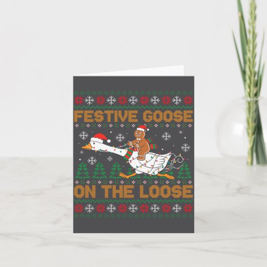 Carte Festive Goose On The Loose Funny Gingerbread Ugly  (Devant)