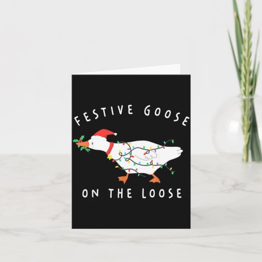 Carte Festive Goose On The Loose Funny Silly Goose Retro (Devant)