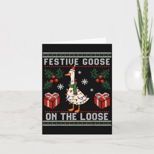 Carte Festive Goose On The Loose Funny Ugly Sweater Chri (Devant)