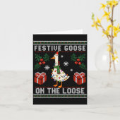 Carte Festive Goose On The Loose Funny Ugly Sweater Chri (Fleur jaune)