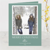 Carte Festive Green & White Script Merry Christmas Photo (Fleur jaune)