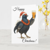 Carte Festive Grouse, Santa Hat & beer Christmas card (Fleur jaune)