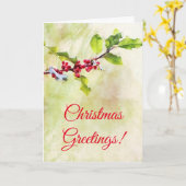 Carte Festive Holly Christmas Holiday (Fleur jaune)