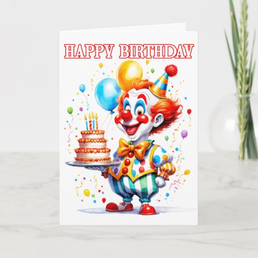 Carte Festive Joyeux Clown fête d'anniversaire (Devant)