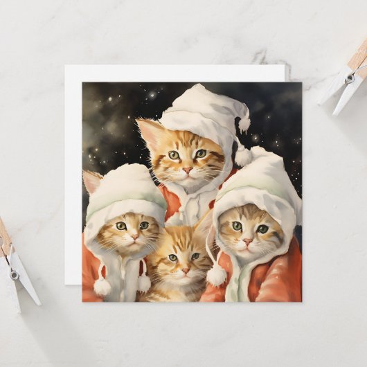 Carte Festive Kitties (Devant/Arrière en situation)